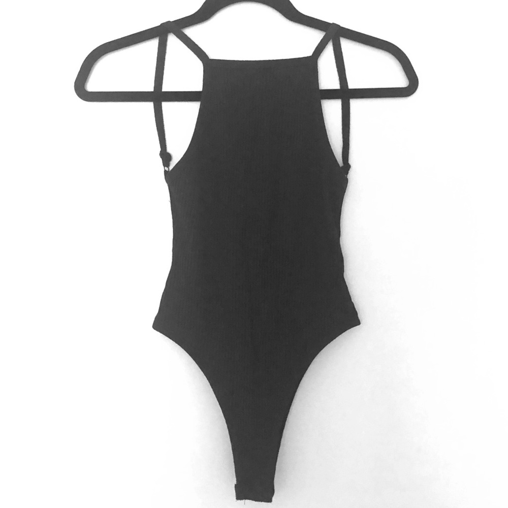 Black rib knit bodysuit